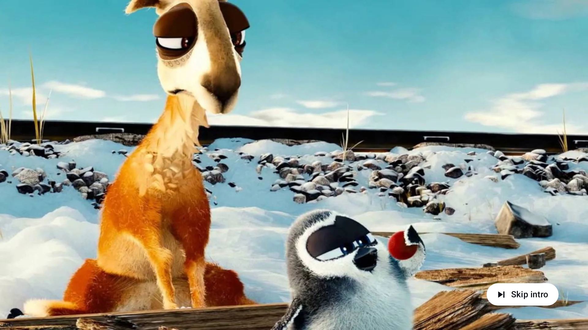 Orbitainment during an episode's intro, with a white Skip intro button in the corner.